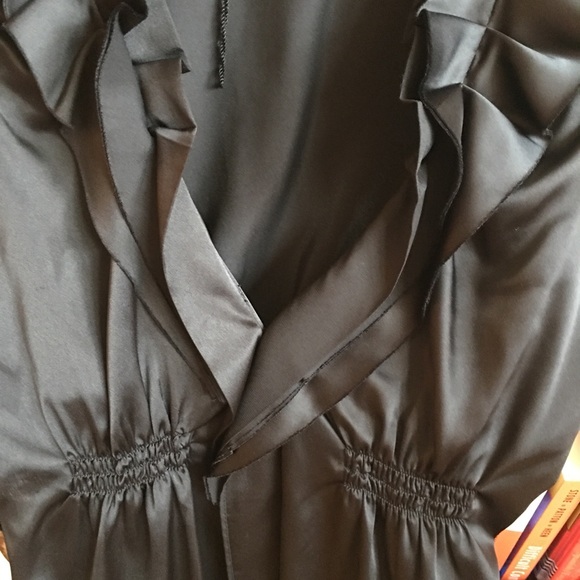BCBG Maxazria black silk dress top with ruffles - Picture 2 of 4